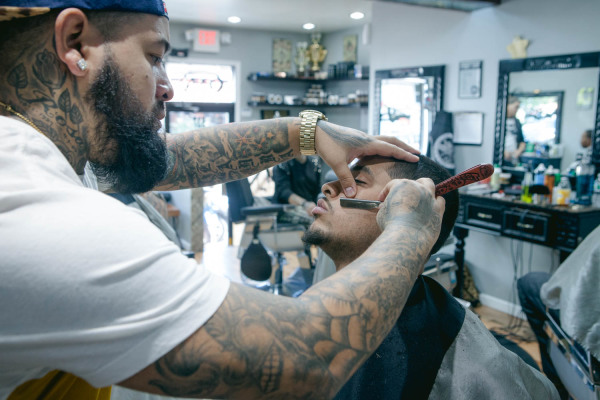 2014-10-16 Jersey City NJ. Street Fame Barber Shop. Photo: Greg Pallante