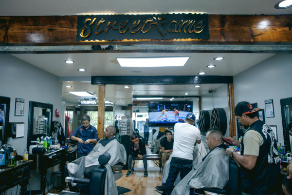 2014-10-16 Jersey City NJ. Street Fame Barber Shop. Photo: Greg Pallante