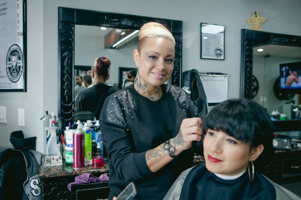 2014-10-16 Jersey City NJ. Street Fame Barber Shop. Photo: Greg Pallante