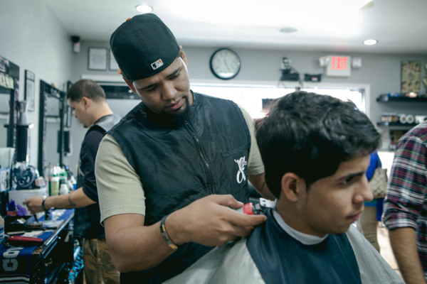 2014-10-16 Jersey City NJ. Street Fame Barber Shop. Photo: Greg Pallante