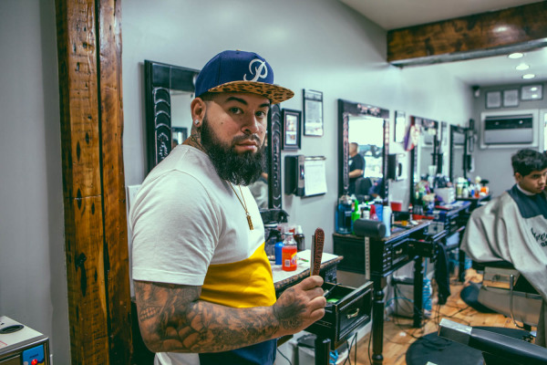 2014-10-16 Jersey City NJ. Street Fame Barber Shop. Photo: Greg Pallante