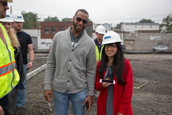 2015-6-10 Jersey City NJ. Chicpea aka Lynn Hazan visits the future site of Berry Lane Park. Photo: Greg Pallante