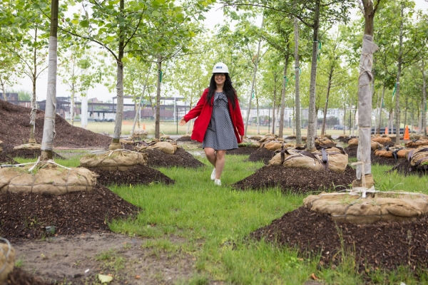 2015-6-10 Jersey City NJ. Chicpea aka Lynn Hazan visits the future site of Berry Lane Park. Photo: Greg Pallante