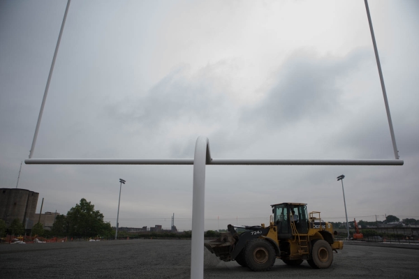 2015-6-10 Jersey City NJ. Chicpea aka Lynn Hazan visits the future site of Berry Lane Park. Photo: Greg Pallante