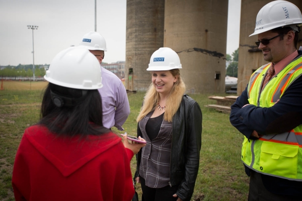 2015-6-10 Jersey City NJ. Chicpea aka Lynn Hazan visits the future site of Berry Lane Park. Photo: Greg Pallante